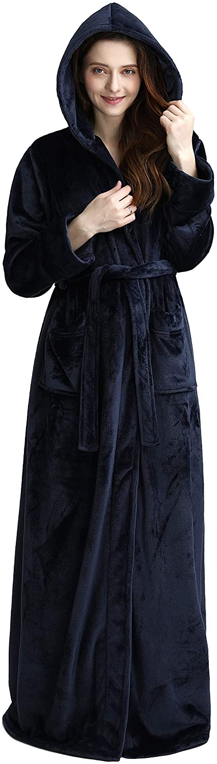 Price:$34.99 SEEU Womens Winter Warm Fleece Bathrobe with Hood 2 Side Pockets at Amazon Women’s Clothing store