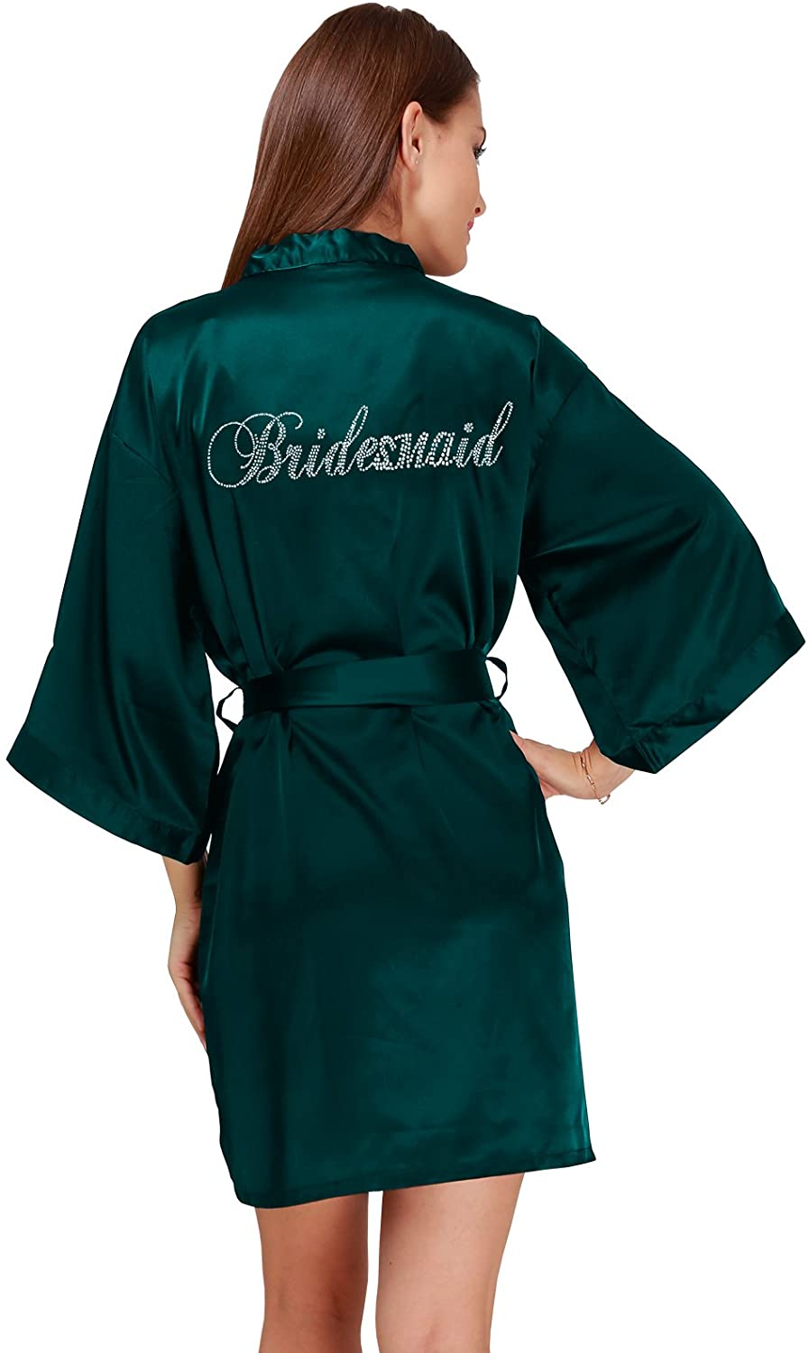 Price:$17.99 GoldOath Women's Pure Color Short Kimono Emulation Silk Robe for Bridesmaid and Bride Satin Robe at Amazon Women’s Clothing store
