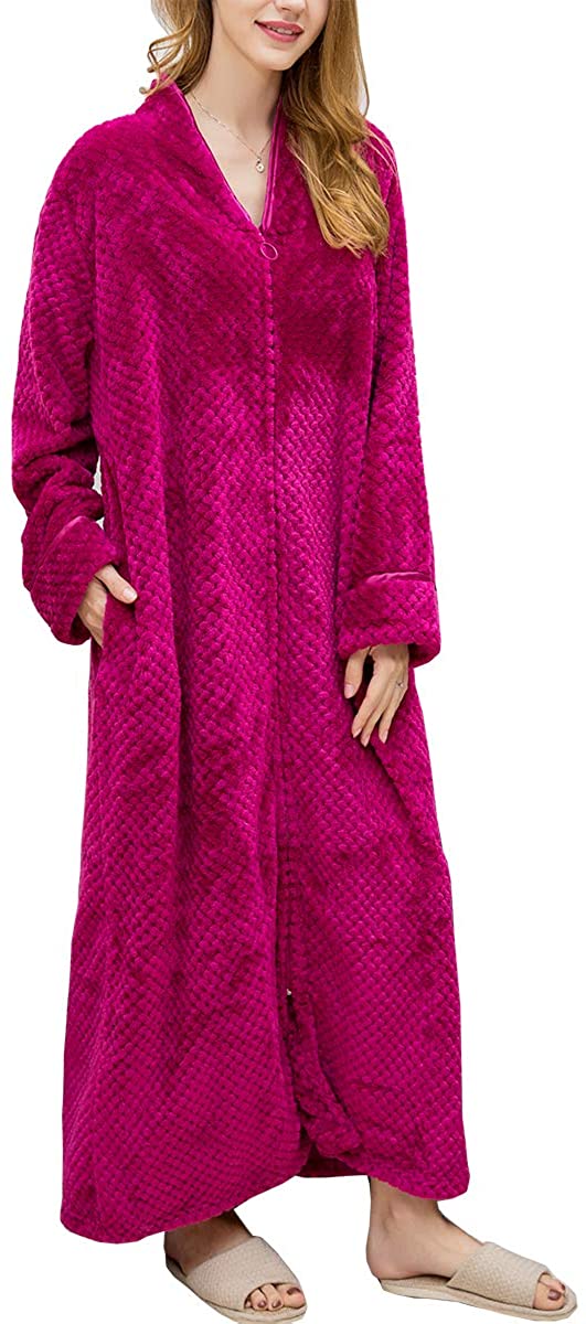 Price:$45.00 Share Maison Unisex Women's Men's Soft Warm Thick Flannel Bathrobe Home Hotel Spa Long Plush Faux Fur Robe Kimono at Amazon Women’s Clothing store