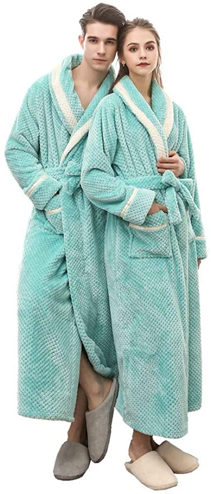 Price:$26.99 SUNBABY Mink Cashmere Bathrobes Thicker Long Flannel Sleepwear Women Man Couple Pajamas at Amazon Women’s Clothing store