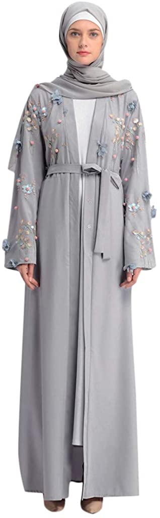 Price:$32.79 Women Openwork embroi Long Dress Robe Open Abaya Cardigan Muslim Dubai Robe Gown at Amazon Women’s Clothing store