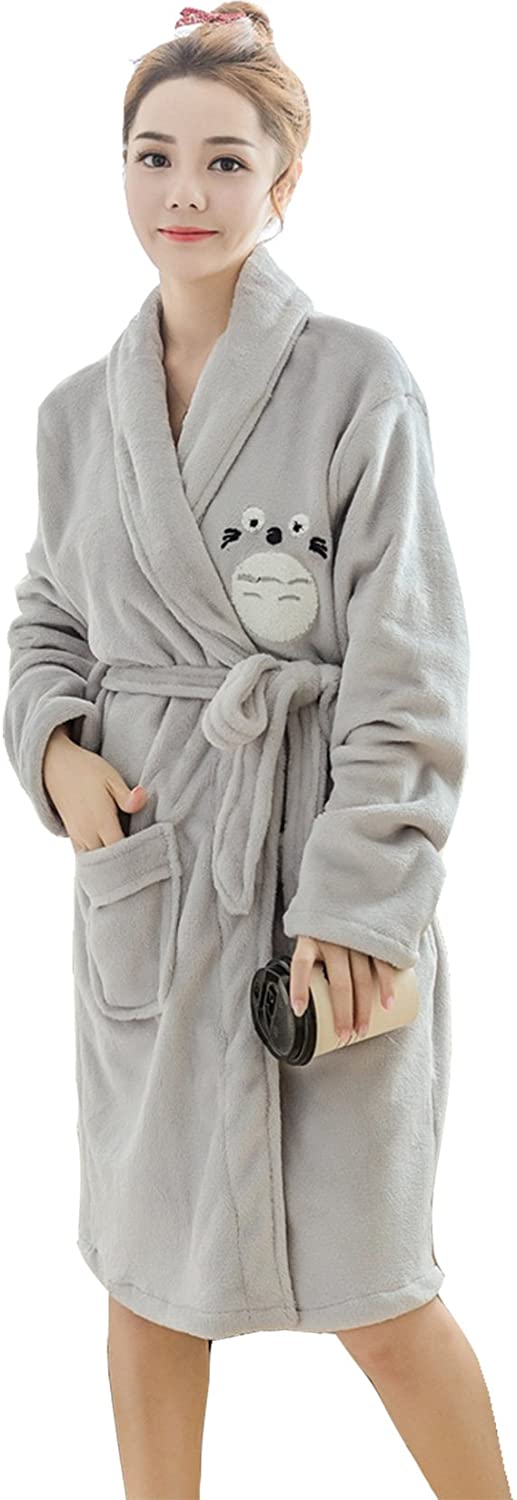 Price:$19.99 Womens Totoro Flannel Plush Comfy Longer Bathrobe with Side Pockets at Amazon Women’s Clothing store