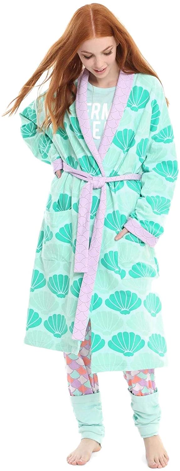 Price:$37.45 The Little Mermaid Disney Ariel Shell French Terry Oversized Bathrobe Robe (S/M) Seafoam Green at Amazon Women’s Clothing store