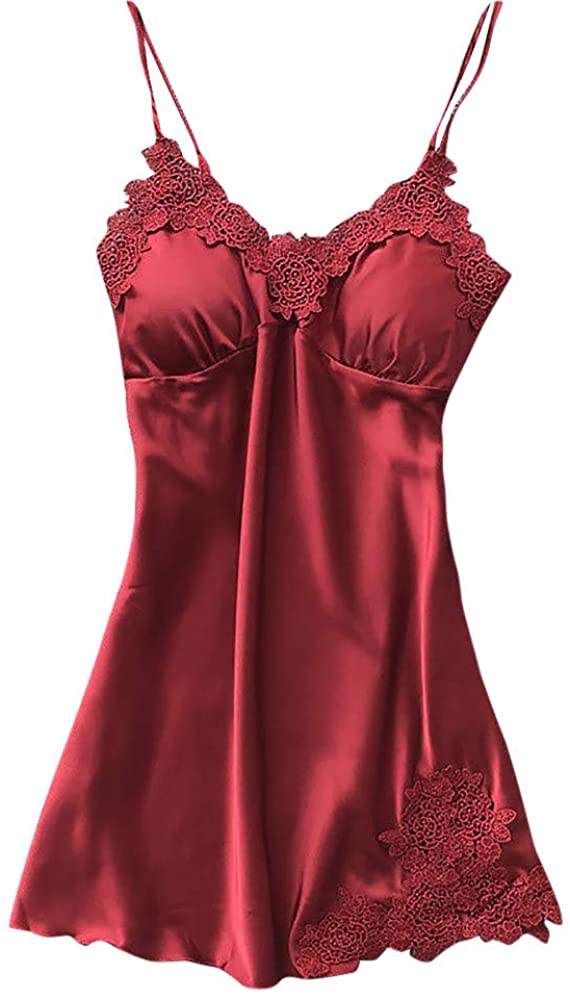 Price:$0.29    EOWEO Women Sexy Lace Pad Lingerie Nightwear Underwear Robe Babydoll Sleepwear Dress  Clothing