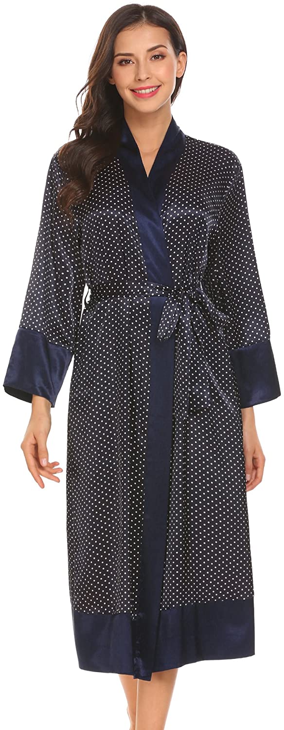 Price:$6.99 Women's Kimono Satin Floral Robes for Bride and Bridesmaid Wedding Party Gift Robes at Amazon Women’s Clothing store