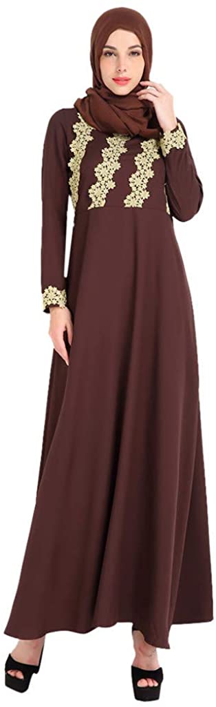Price:$25.49 Bravetoshop Women Embroidery Dress Casual Muslim Spring Abaya Islamic Ramadan Robe Arab Gown Robe at Amazon Women’s Clothing store
