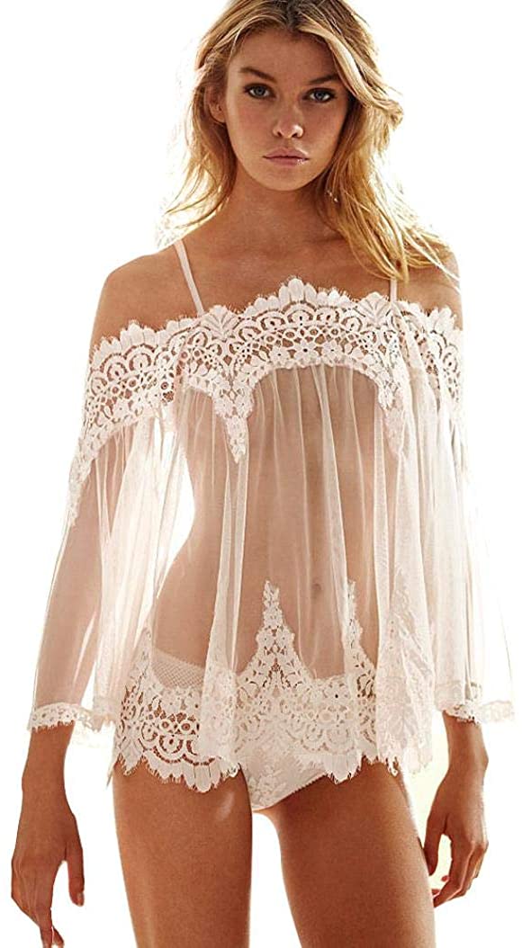 Price:$3.83    iTLOTL Women Lingerie Babydoll Sleepwear Underwear Lace Dress Nightwear +G-String  Clothing