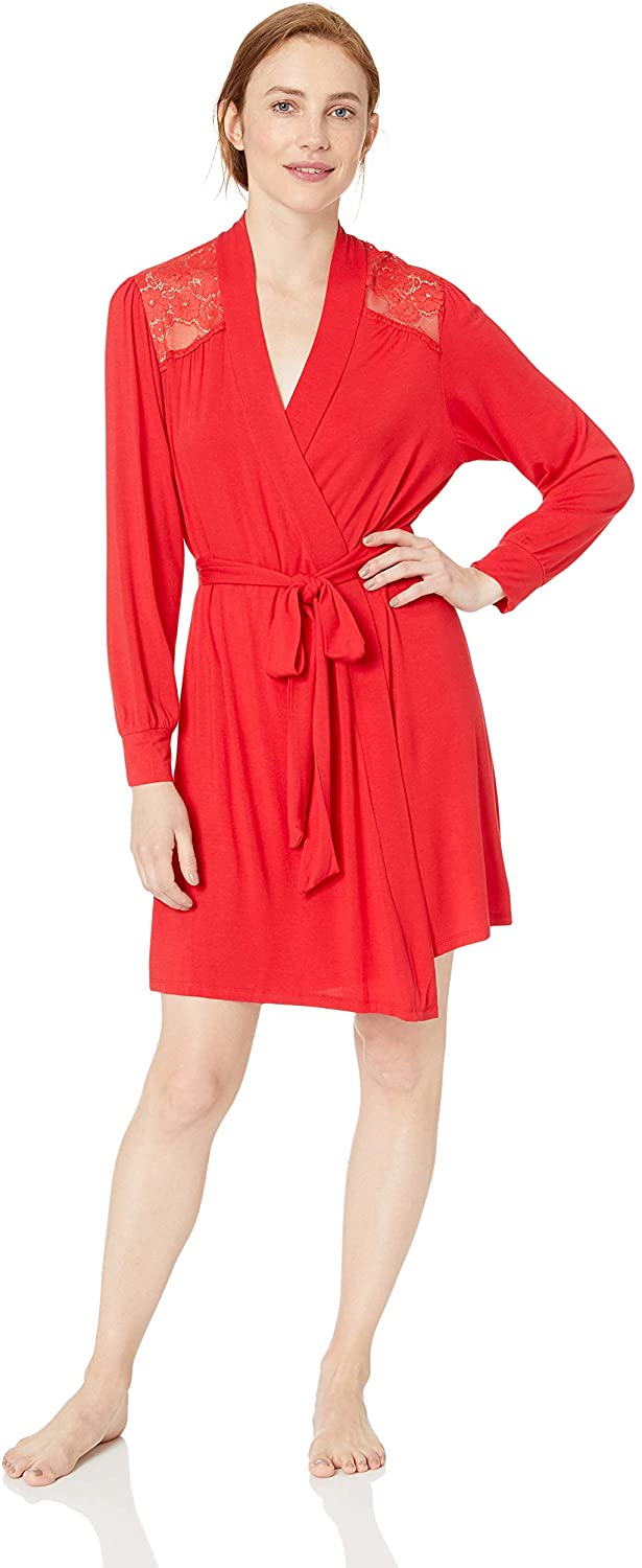 Price:$82.94 Eberjey Women's Noor Cuff Robe, Racing red, Medium at Amazon Women’s Clothing store