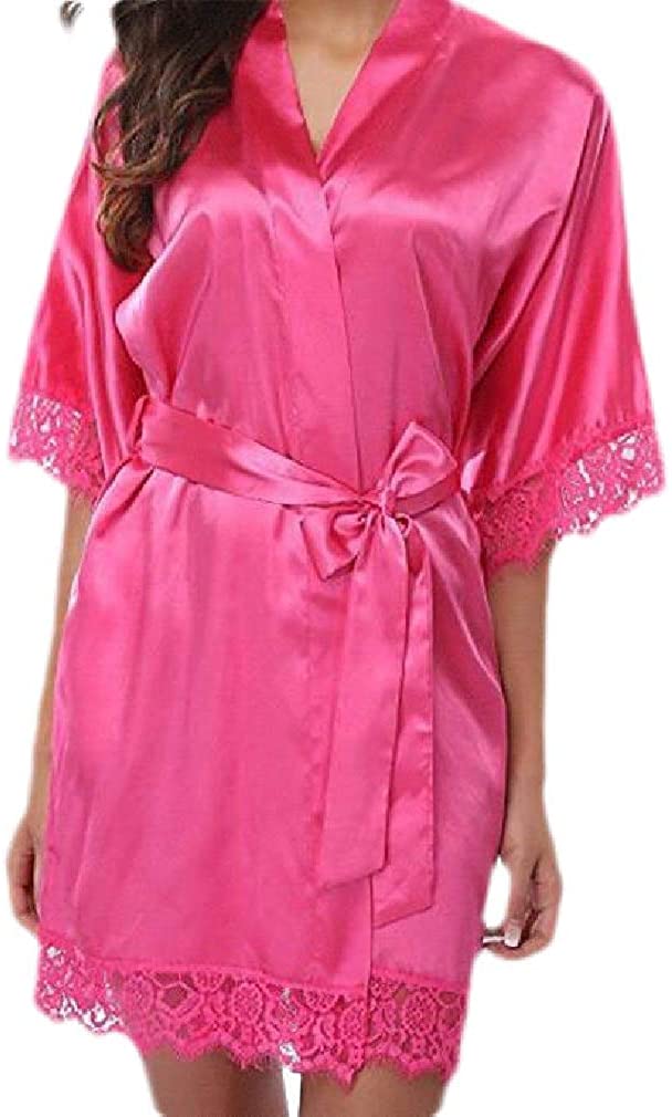 Price:$0.01 Etecredpow Womens Lace Trim Sexy Lingerie Belt Sleepwear Silk Lounge Robes Bathrobe at Amazon Women’s Clothing store