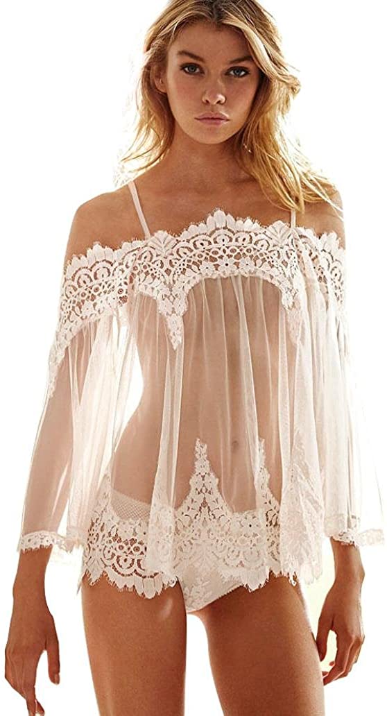 Price:$3.99 Respctful Lingerie Sleepwear Underwear Lace Transparent Dress Babydoll Bodysuits Nightwear at Amazon Women’s Clothing store
