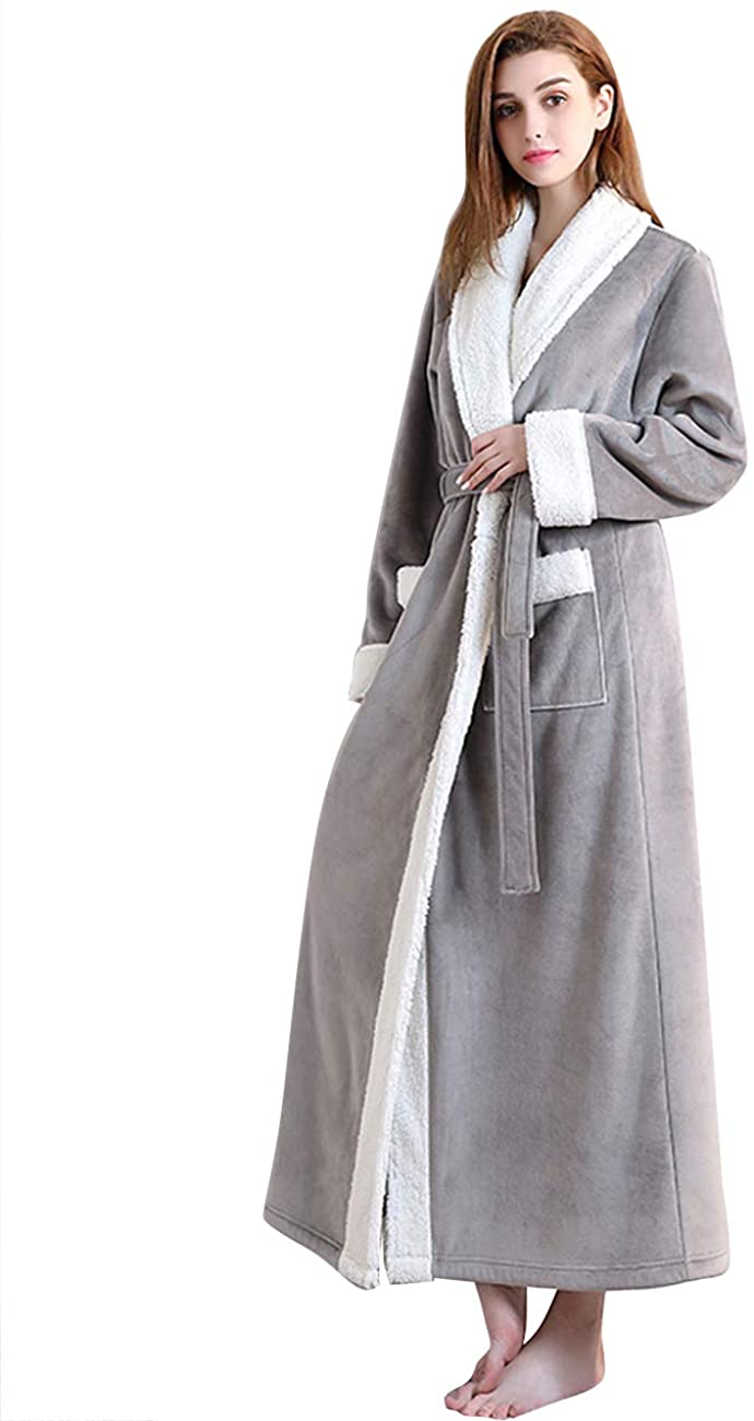 Price:$27.99 Women Bathrobe Soft Flannel Robe Luxurious Fleece Pajamas Luxurious Plush Sleepwear at Amazon Women’s Clothing store