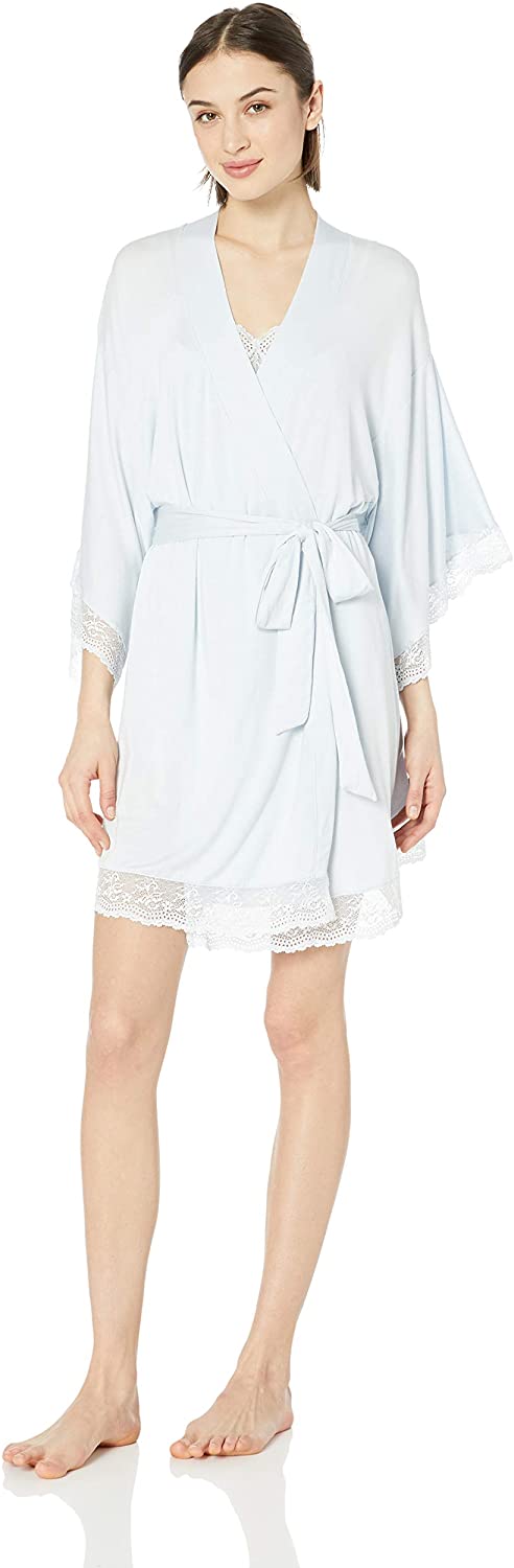 Price:$93.56 Eberjey Women's Colette MADEMOISEL Kimono Robe, Water Blue, Medium at Amazon Women’s Clothing store