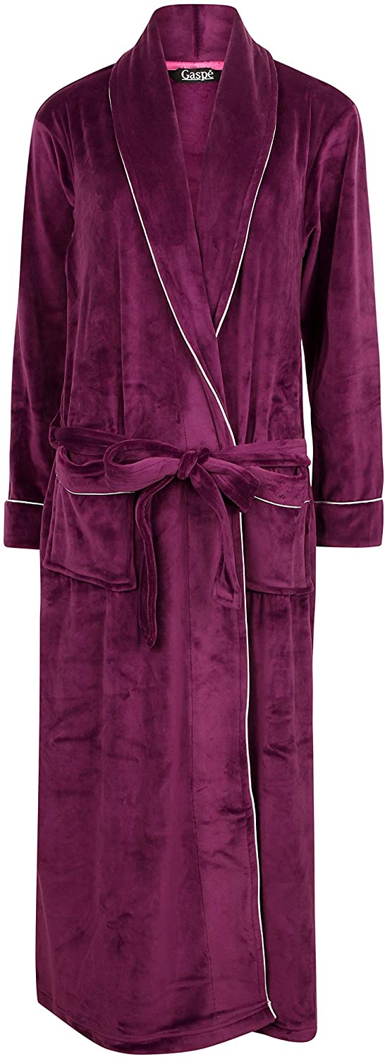 Price:$95.95 Slenderella Ladies Ultra Luxury Thick Soft Velvet Collared Robe Dressing Gown at Amazon Women’s Clothing store