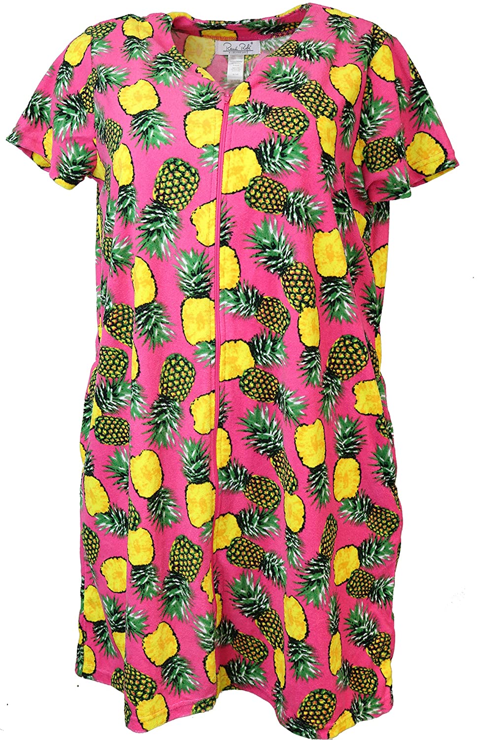 Price:$24.00 International Intimates Women's Terry Zippered Cover-up Robe with Pockets (Small, Pink Pineapples) at Amazon Women’s Clothing store