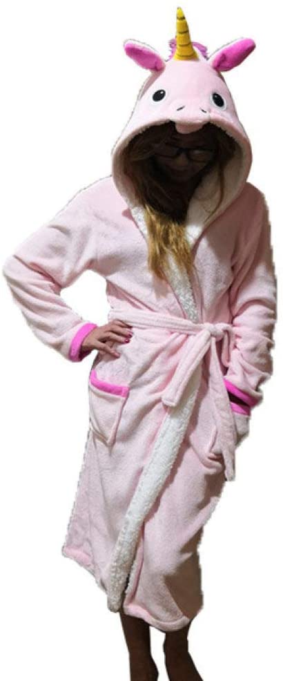Price:$61.66    llwannr Unicorn Adults Animal Flannel Bath Robe Sleepwear Women Men Bathrobe Nightgown Robe Winter Unisex Panda Pajamas,Pink tenma,M  Clothing