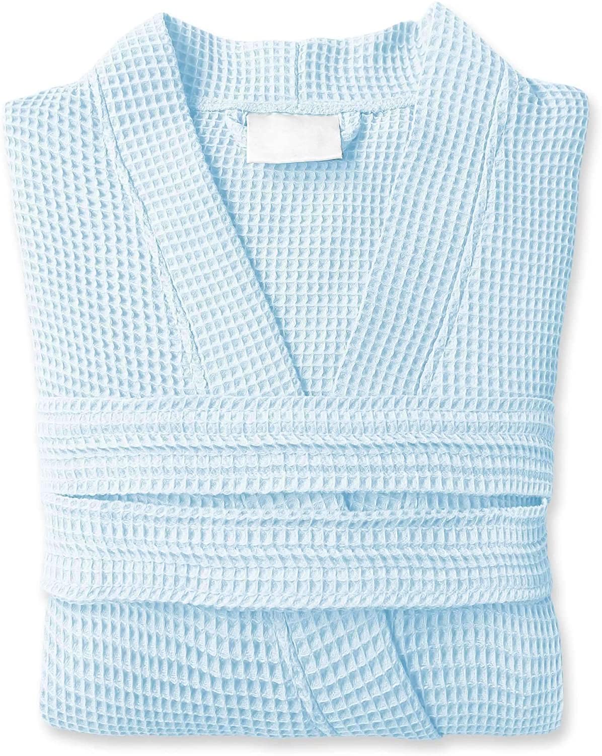 Price:$39.99 Caravalli Aberdeen Kimono Waffle Robe - Soft Egyptian Sky Blue Cotton Robe at Amazon Women’s Clothing store