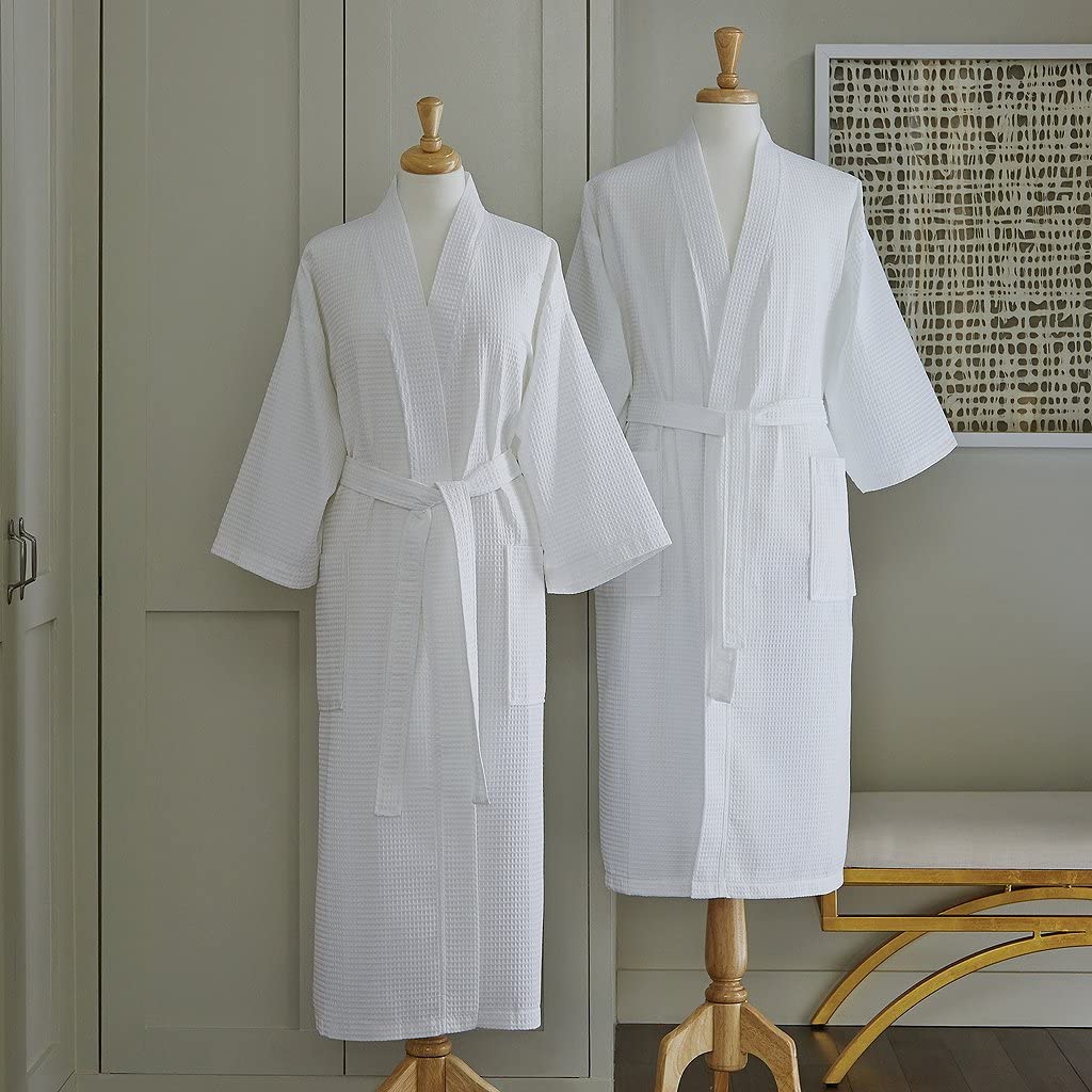 Price:$80.00    Sferra Edison Bath Robe Waffle Weave White - One Size  Clothing