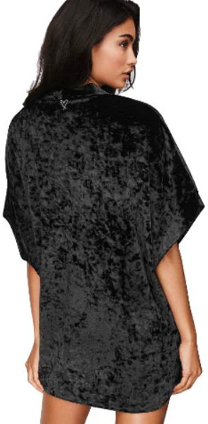 Price:$47.98 Victoria's Secret Kimono Robe, Black Crushed Velvet - Size X-Small/Small at Amazon Women’s Clothing store