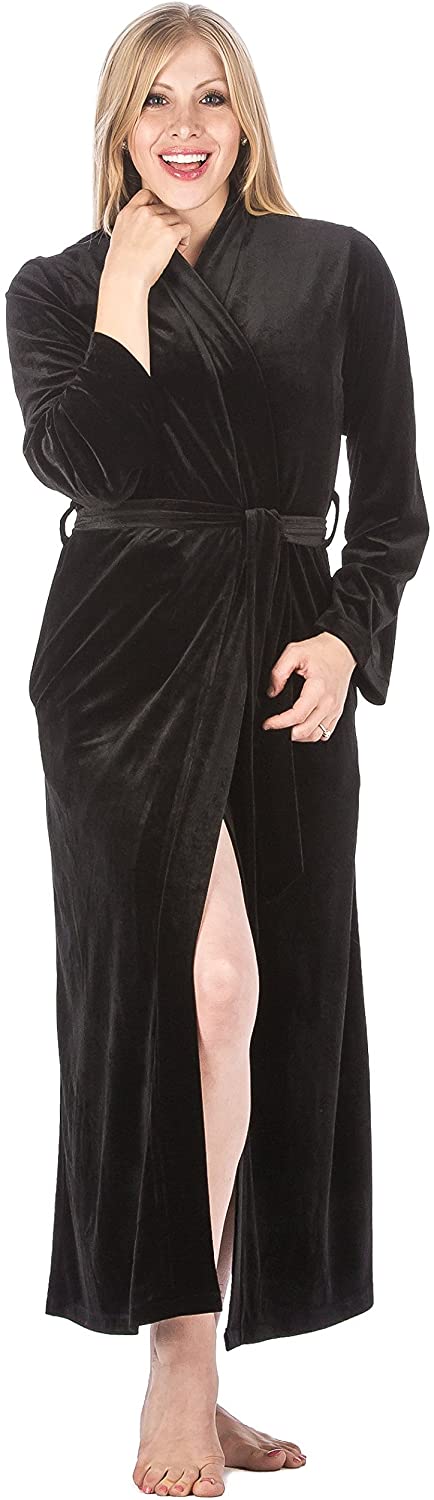 Price:$79.99 Noble Mount Women's Royal Velvet Robe at Amazon Women’s Clothing store