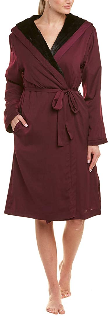 Price:$29.50 Donna Karan Robe w/Faux Fur Lining Black Currant LG/XL at Amazon Women’s Clothing store
