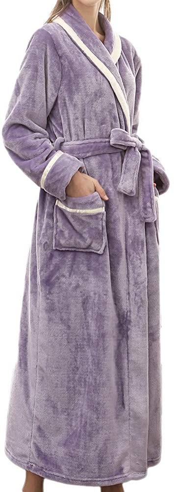 Price:$8.67 Redshop Women Fleece Robe Soft Plush Bathrobe Long Thicken Warm Kimono Shawl Collar One Blouse at Amazon Women’s Clothing store