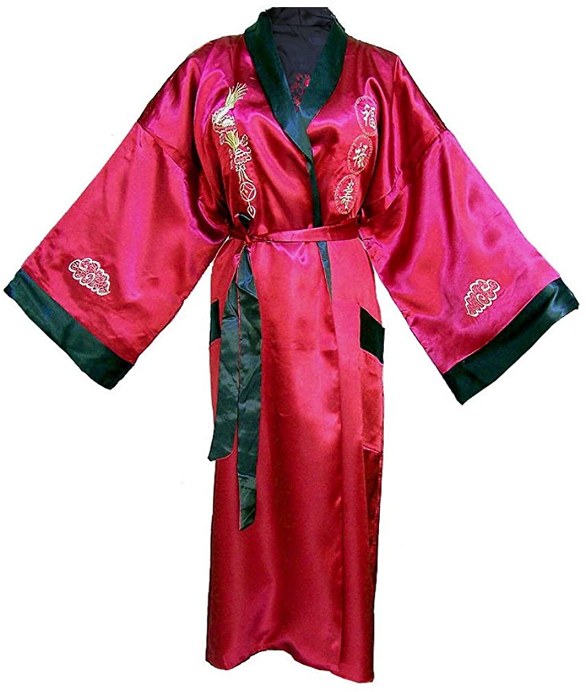 Price:$19.99    Ifrogee Adult Satin Dragon Robe Double Sided/ Reversible 2XL Marron  Clothing