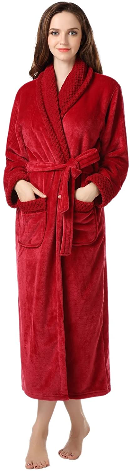 Price:$43.99 Amemory In Women's Plush Soft Warm Fleece Bathrobe Robe AMW91591 at Amazon Women’s Clothing store