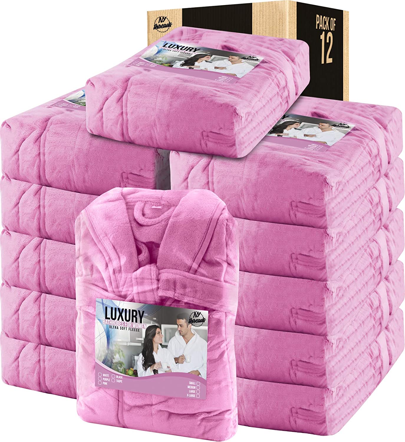 Price:$169.99 NY Threads Womens Fleece Bathrobe - Shawl Collar Soft Plush Robe Spa Robe (Bulk Pack of 12) at Amazon Women’s Clothing store