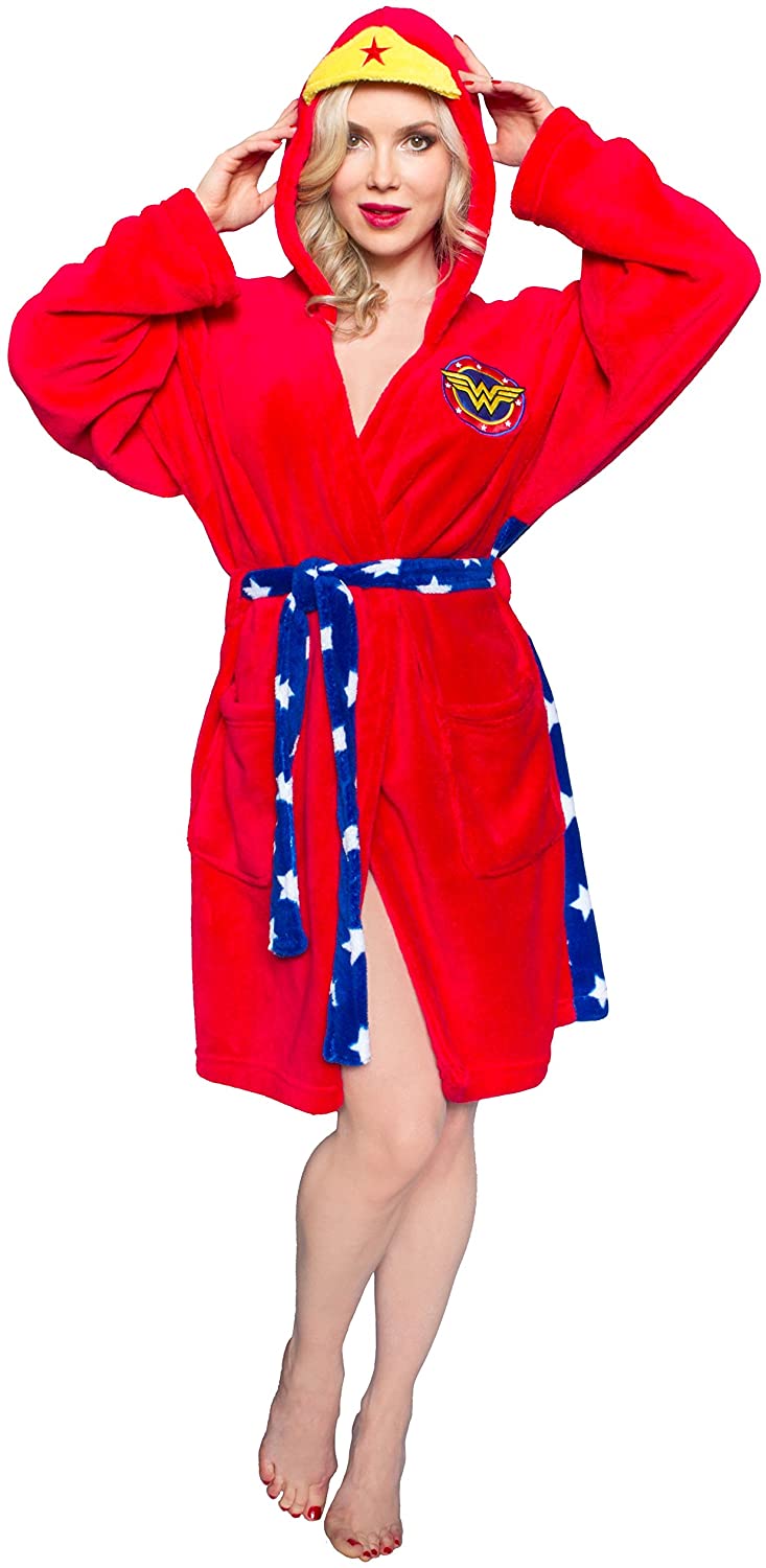 Price:$44.99 Wonder Woman Hooded Plush Robe Small/Medium Red at Amazon Women’s Clothing store