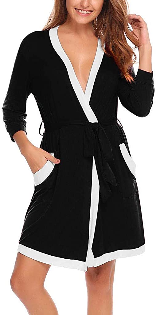 Price:$0.99 BIKETAFUWY Women Kimono Robe Lightweight Bathrobe Soft Sleepwear V-Neck Loungewear Winter Warm Fleece Waistband Pajamas at Amazon Women’s Clothing store