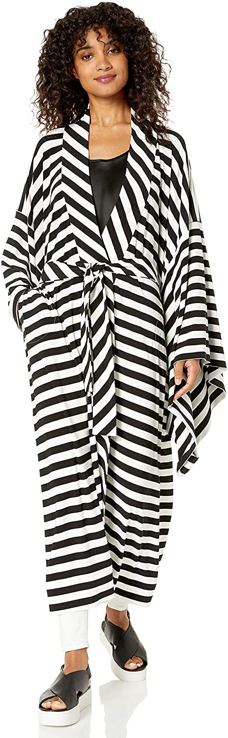 Price:$241.21 Norma Kamali Women's Midcalf Robe, 3/4 Stripe, L at Amazon Women’s Clothing store