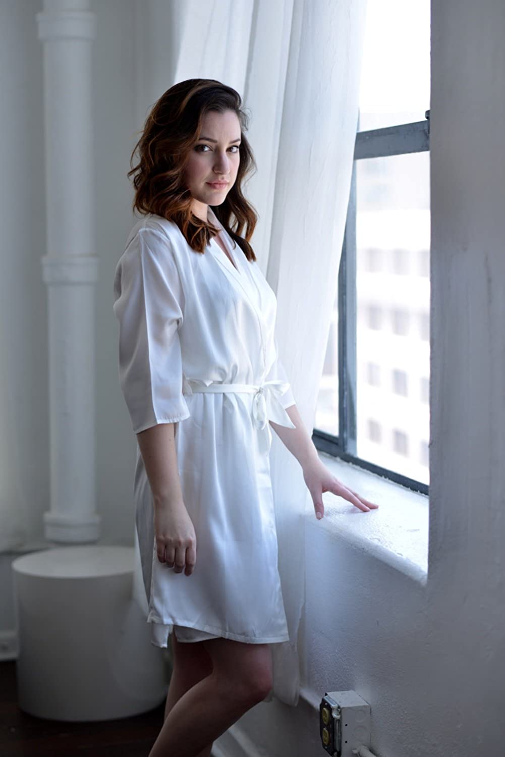 Price:$69.99    Luxury 100% Mulberry Silk Charmeuse Sleep Robe M  Clothing