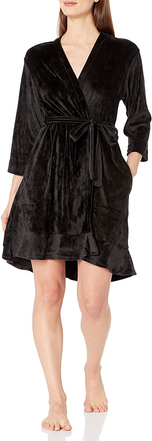 Price:$42.49 ELLEN TRACY Women's Velour Robe, Black, S/M at Amazon Women’s Clothing store