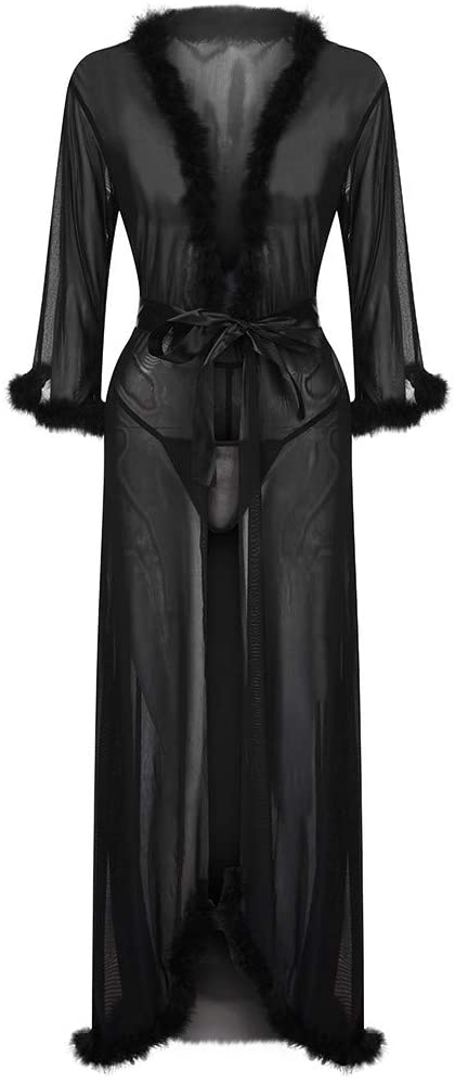 Price:$0.01    ☁ Euone Sales!!! Women Tops Lingerie for Women Sexy Long Lace Dress Sheer Gown See Through Kimono Robe, Buy Now ❣  Clothing