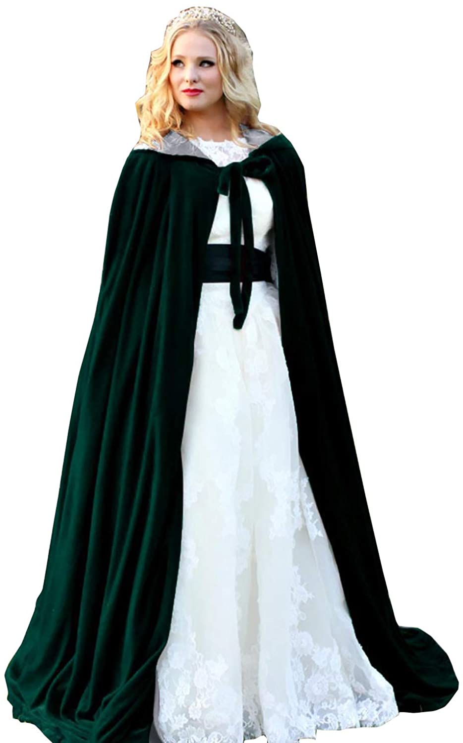 Price:$35.00 Burgundy Womens Wraps Elegant Velvet Hooded Wedding Cloak Winter Long Cape at Amazon Women’s Clothing store