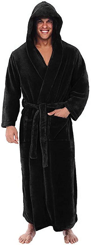 Price:$14.59 Keepfit Bath Robe for Unisex with Plush Cozy Fleece Robe with Hood Soft Comfy Warm Bathrobe with Double Pocket for Women Men at Amazon Women’s Clothing store