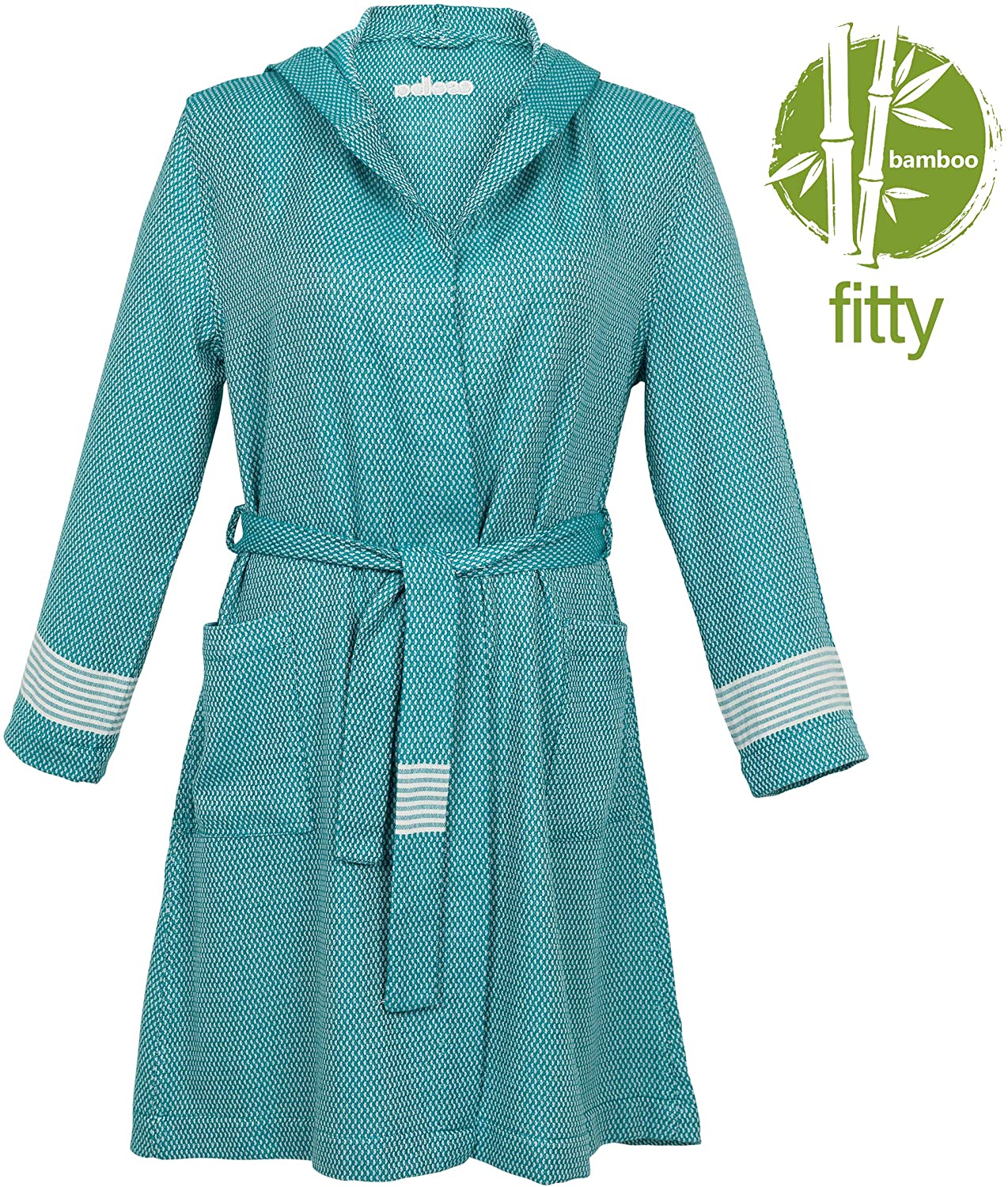 Price:$59.90    ESELBA Belgrade Fitty BoxBox Dark Green Hooded Women's Bamboo Peshtemal Bathrobe (S/M)  Clothing