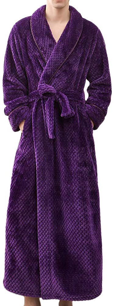 Price:$19.59 Womens Mens Long Robe Soft Fleece Fluffy Plush Bathrobe Ladies Winter Warm Sleepwear Pajamas Top Housecoat Nightgown at Amazon Women’s Clothing store