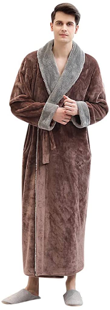 Price:$28.99 Women Men Fleece Kimono Robe Bathrobe Luxurious Super Soft Plush Long Shawl Pajamas Sleepwear with Pockets at Amazon Women’s Clothing store