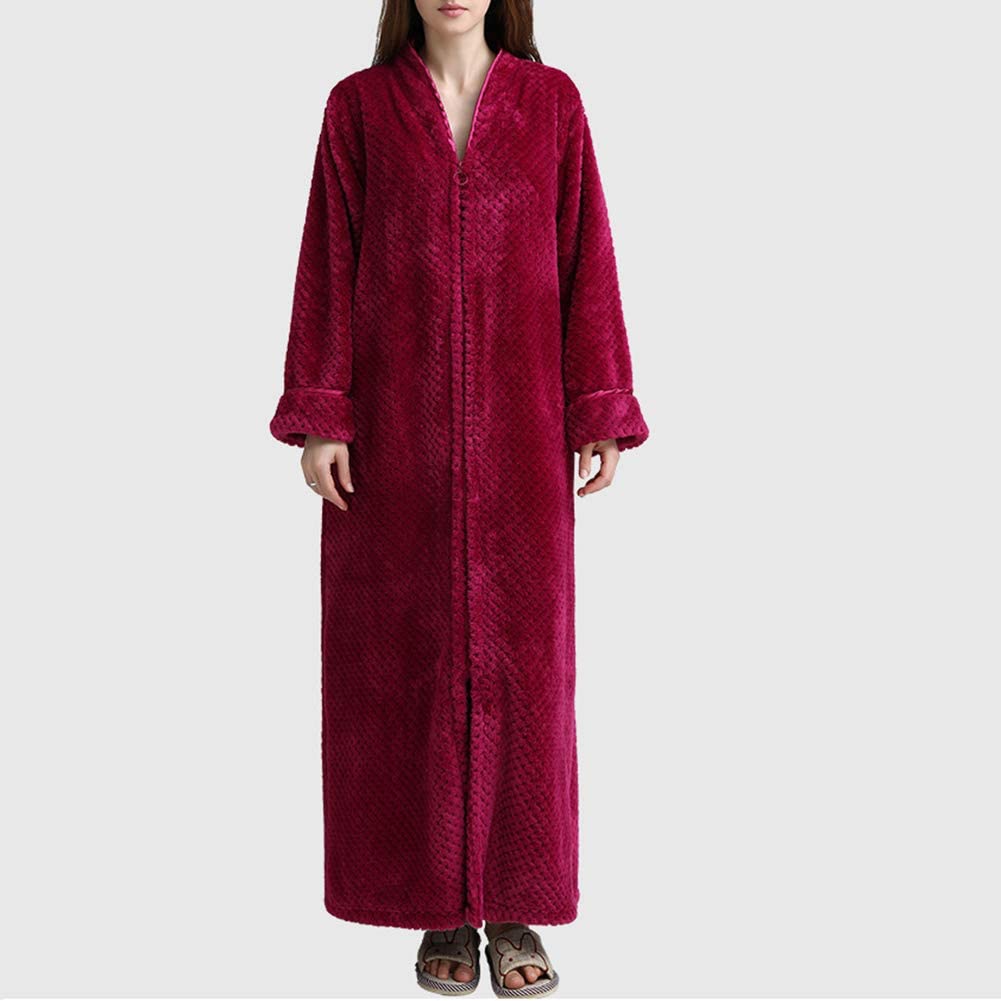 Price:$57.54    MAOMAO Womens Long Dressing Gown Nightwear Zip Up Flannel Bathrobe Ladies Soft Robe for Pregnant Woman Multiple Colors Available Birthday Presents,Red,XL  Clothing