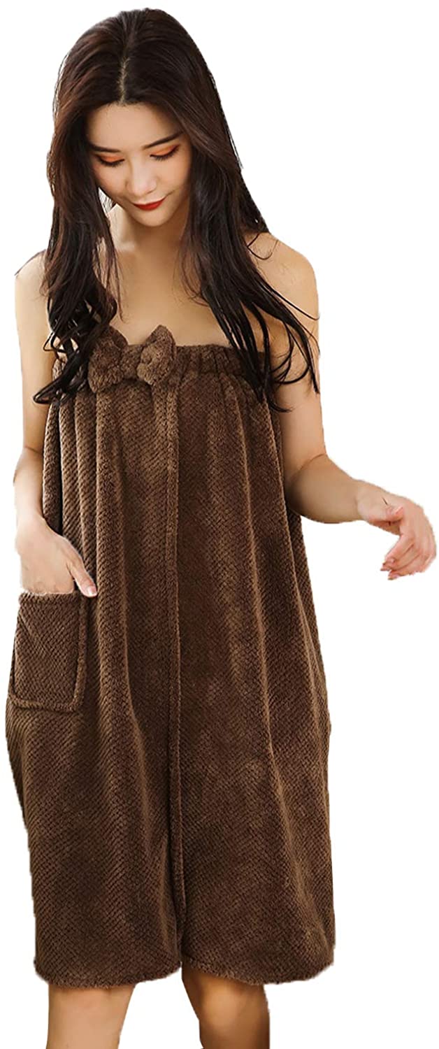 Price:$8.99 Women Robe Bath Skirt Bathrobe Shower Wrap Tube Spa Towel Coffee One Size at Amazon Women’s Clothing store