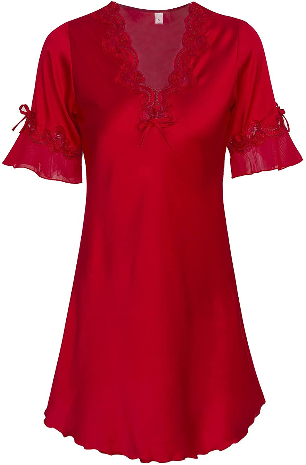 Price:$15.75 Viqiv Nightshirt Womens Satin Sleepwear Robe Silk Lace Nightgown Bathrobe Nightwear at Amazon Women’s Clothing store