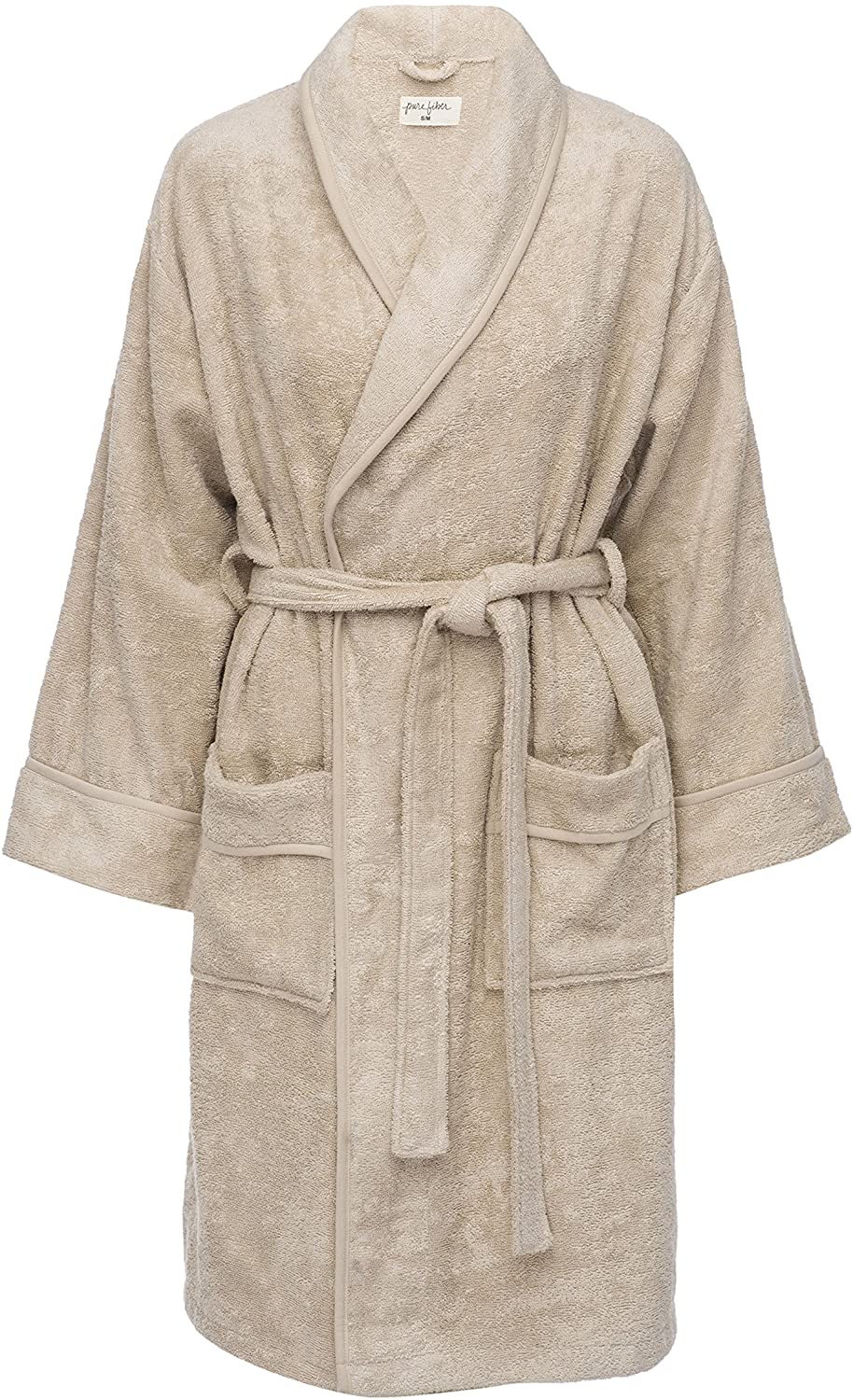 Price:$22.45    Pure Fiber Kensington Terry Robe - Women Bamboo Viscose Cotton Blend Robe/Khaki/SM  Clothing