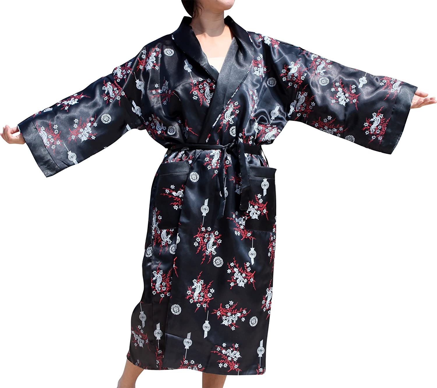 Price:$9.16 Full Funk Brand Reversible Thick Thai Silk Unisex Gown with Dragon Embroidery at Amazon Women’s Clothing store