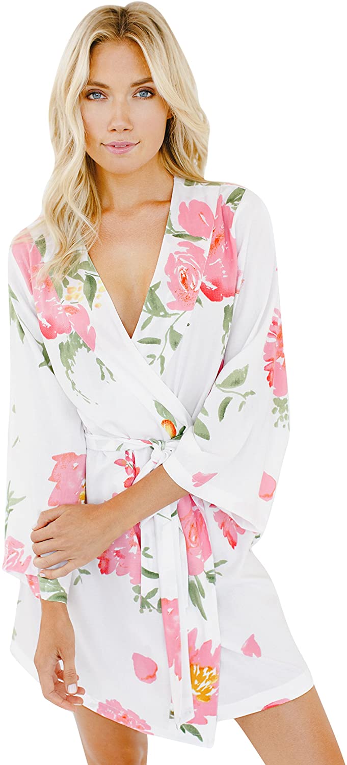 Price:$45.00 Bridesmaid Getting Ready Floral Kimono Robe. Spell-XL White/Pink at Amazon Women’s Clothing store