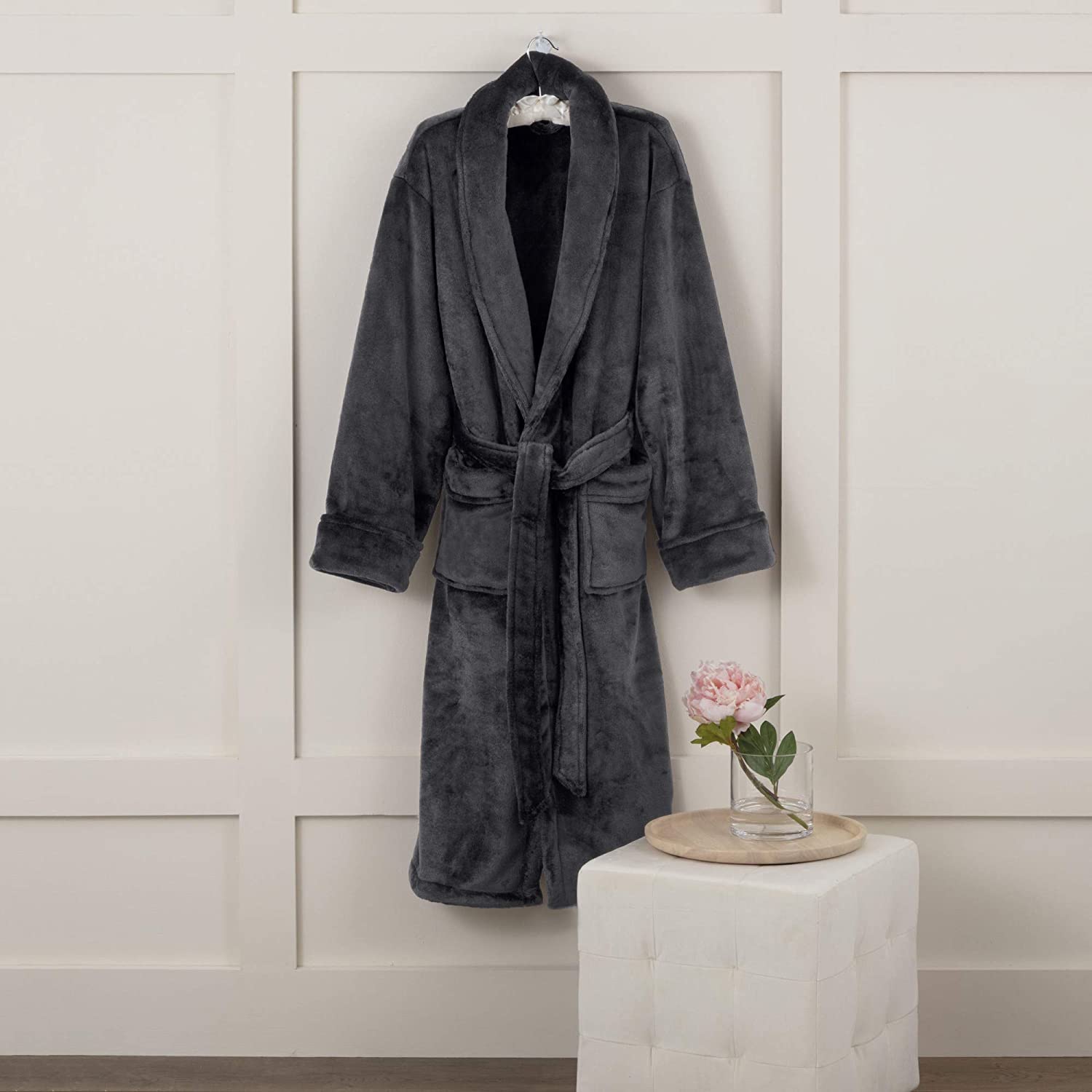 Price:$67.22    Vellux Sheared Mink Bath Robe, One Size, Charcoal  Clothing