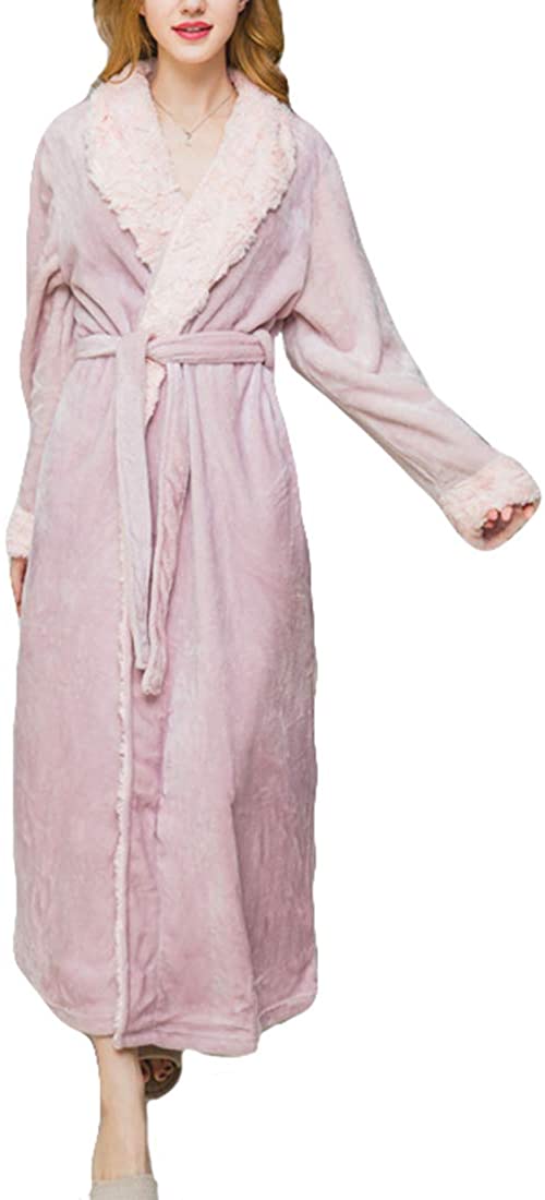 Price:$45.00 Share Maison Unisex Women's Men's Soft Warm Flannel Bathrobe Home Hotel Spa Long Plush Faux Fur Robe Kimono (L (5'7''~ 5'11'' / 176~220lb), Faux Fur- Pink) at Amazon Women’s Clothing store