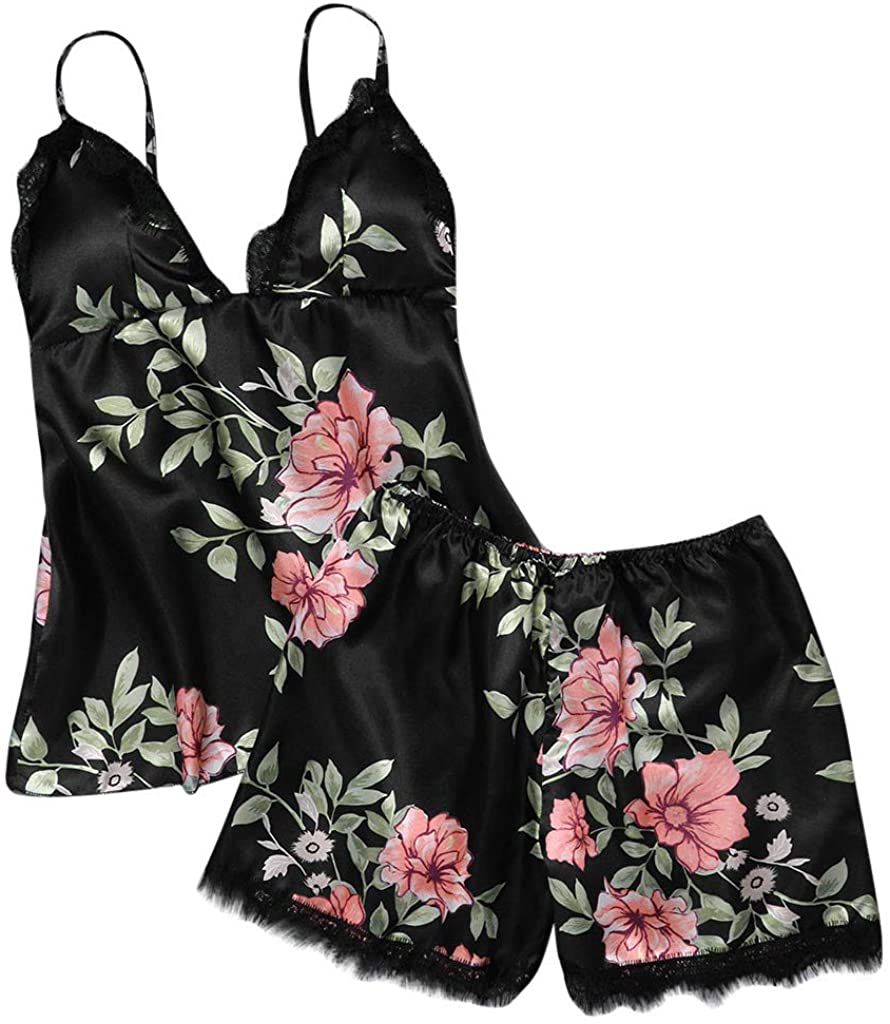 Price:$0.89 GREFER Plus Size Sleepwear，Summer Women Loose Casual Shorts Sleeveless Tops Pajama Set at Amazon Women’s Clothing store