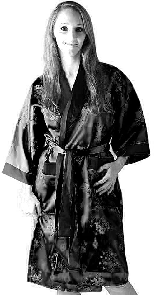 Price:$49.94 Authentic Thai Kimono- Oriental Dragon Design- Black Color at Amazon Women’s Clothing store