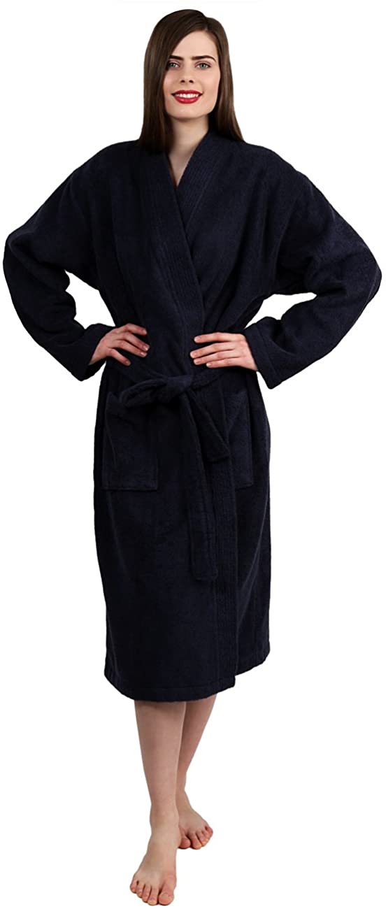 Price:$37.99 TowelSelections Women's Robe Turkish Cotton Terry Kimono Bathrobe Large/X-Large Navy at Amazon Women’s Clothing store